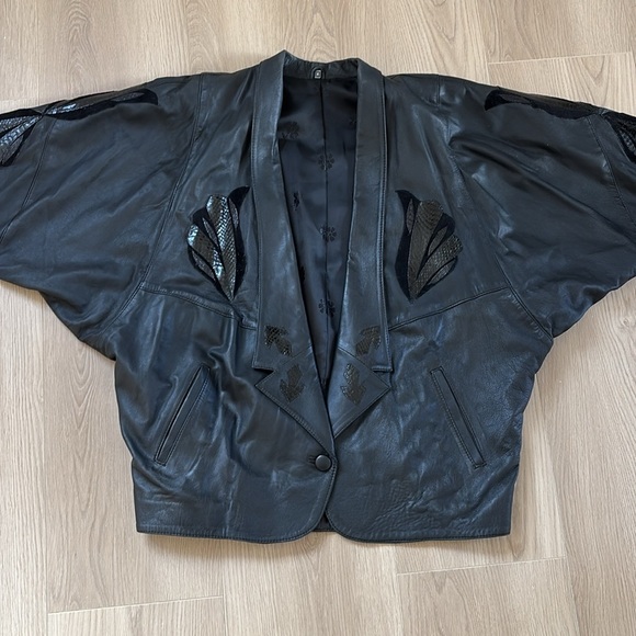 Vintage 80s Leather Patch Work Club Jacket - Picture 10 of 12